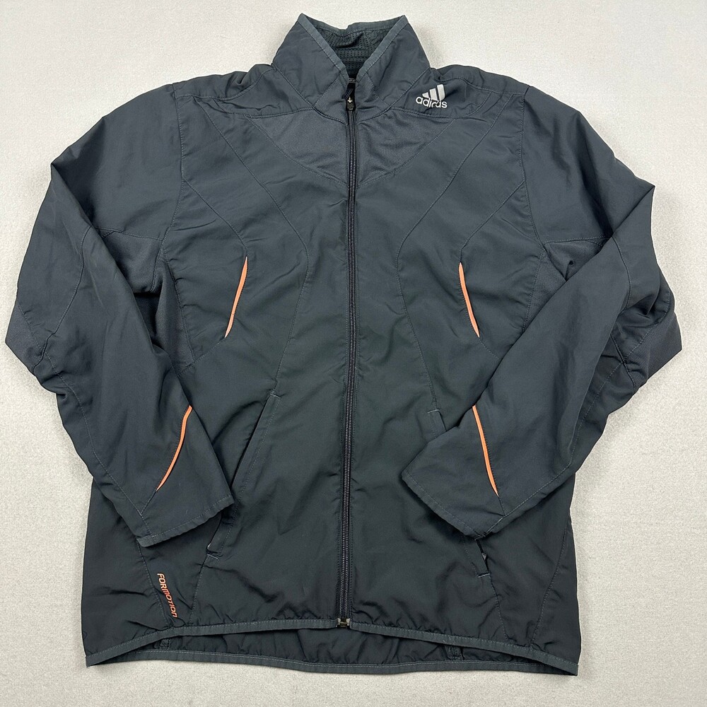 Adidas Jacket Men Medium Gray Solid Zip Response Lightweight Formation Training